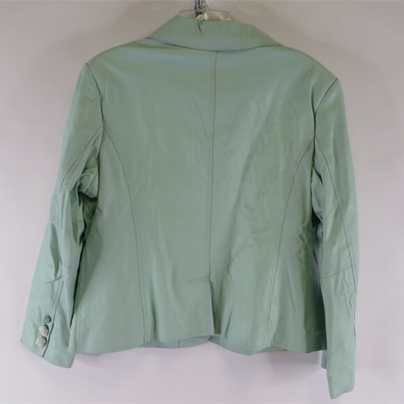 Pamela McCoy NWOT Women's Mint Green Leather Jacket, Size 1X - Picture 5 of 9